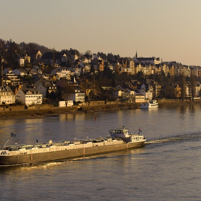 Sunset with Barge at Köblenz