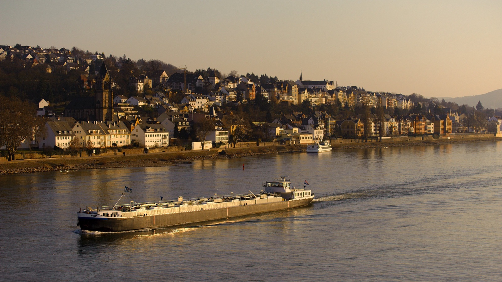 Sunset with Barge at Köblenz