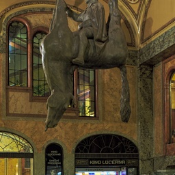 This sculpture of King Wenceslas riding an upside-down dead horse in Prague is by David Černý -