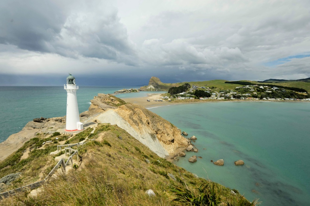 Castlepoint lighthouse and town, looking as spectacular as it so often does, for today's