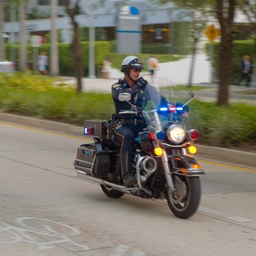 This motorcycle policeman was leading the bus with The Heat to the stadium before they won the NBA