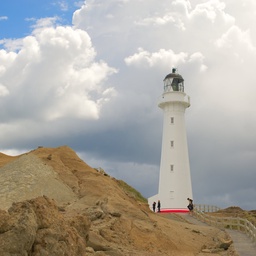This is Castlepoint Lighthouse, on a day when the weather seems to be blowing a different season