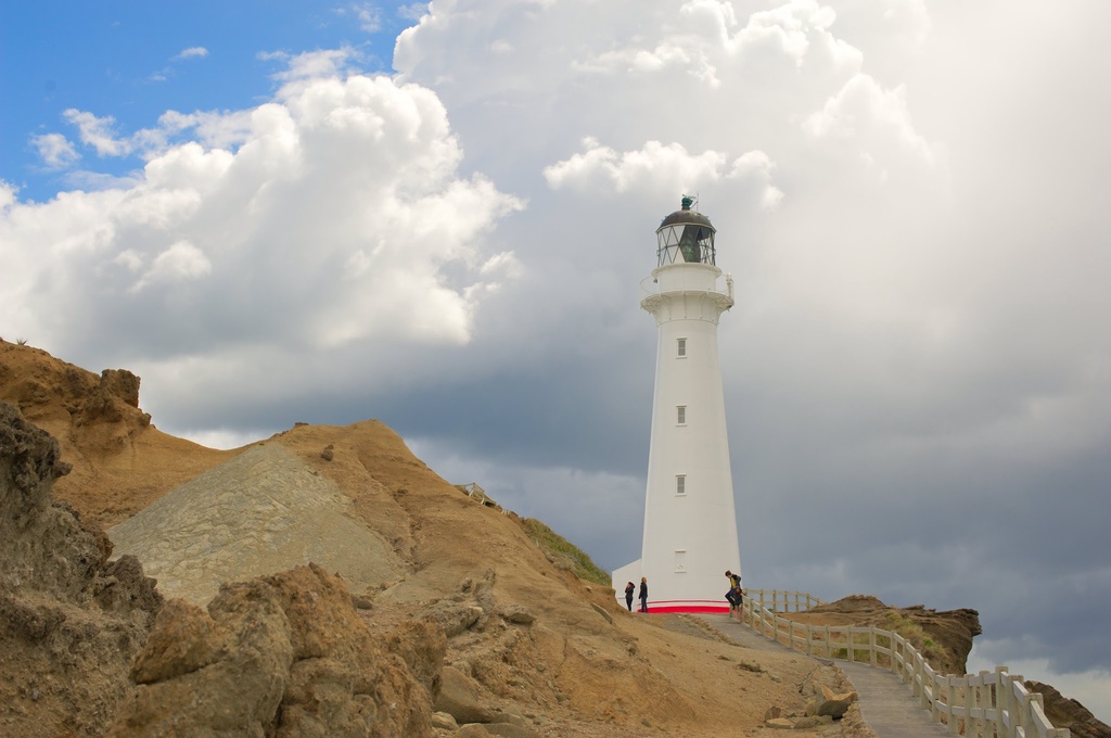 This is Castlepoint Lighthouse, on a day when the weather seems to be blowing a different season